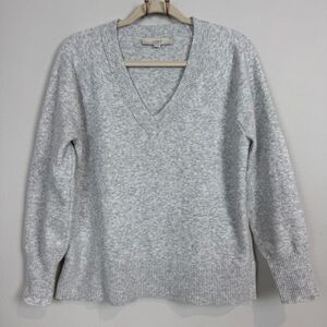 LOFT Gray V-Neck Cozy Sweater M